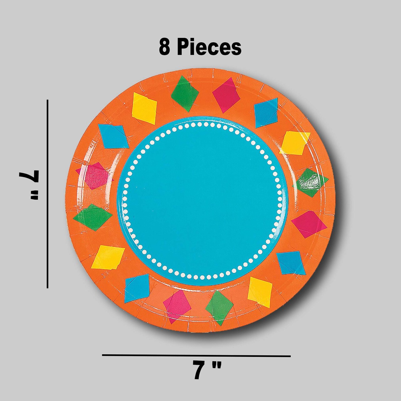 Fiesta Party Paper Dessert Plates 8 Ct. Bright Cinco de Mayo Party Tableware